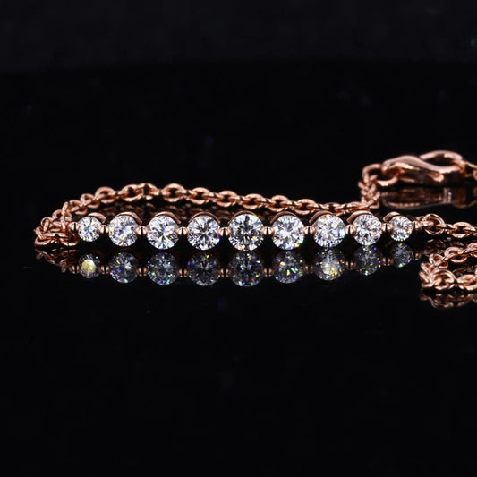 14k Rose Gold Bracelet With Ethical Moissnaite