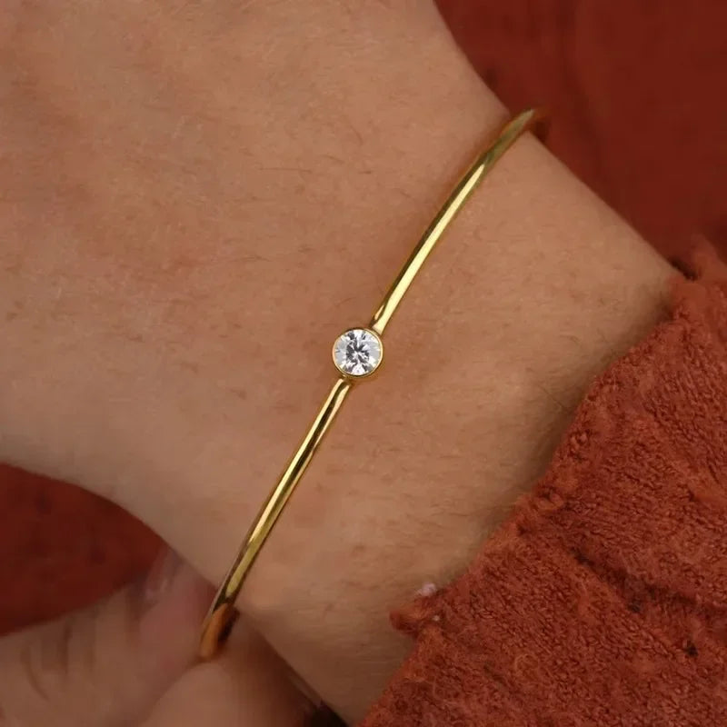 0.5 Carat D Moissanite Bangle Bracelet - Sterling Silver 925